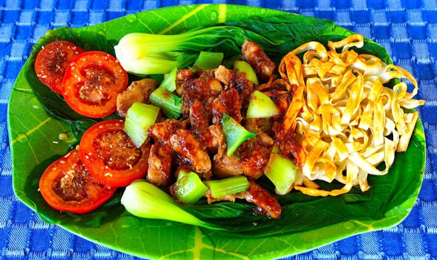 2-face tagliatelle with pork and pak choi