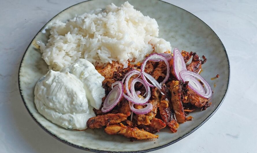 Pan-fried gyro with tzatziki.