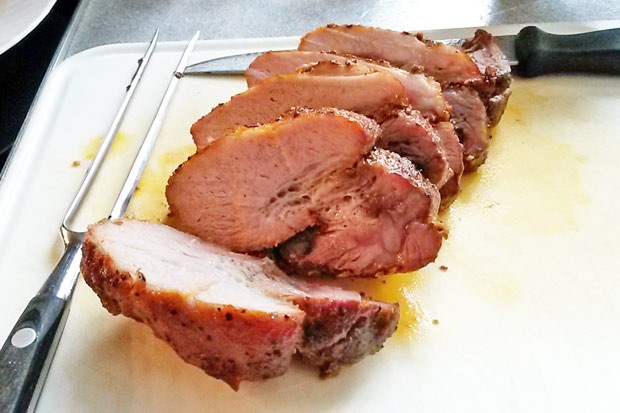 Roasted pork prime rib