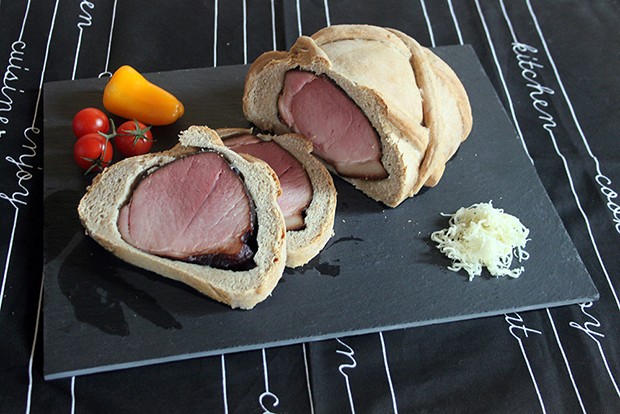 Ham in bread dough