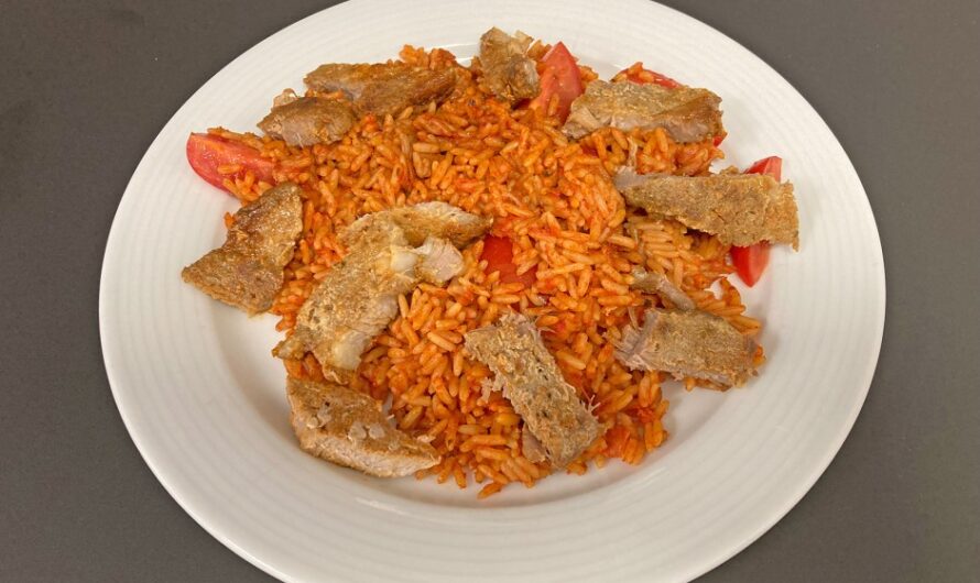 Mediterranean rice with meat strips