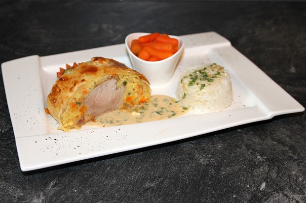 Pork fillet in a potato puff pastry coat