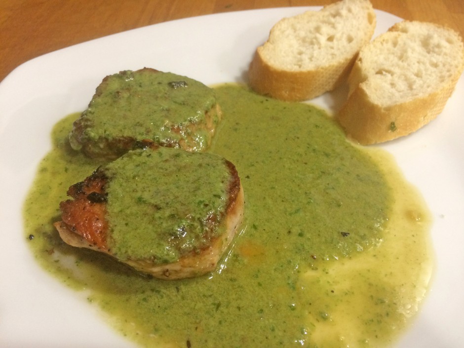 Pork tenderloin with basil cream. - recipe - photo: charred_elizabeth