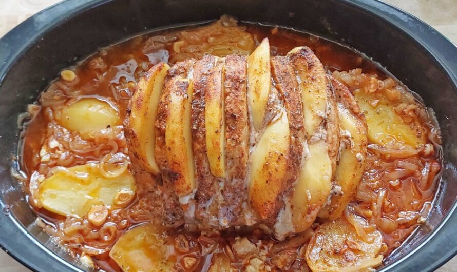 Pork loin stuffed with potatoes