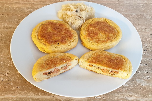 Potato dough dumplings with smoked meat