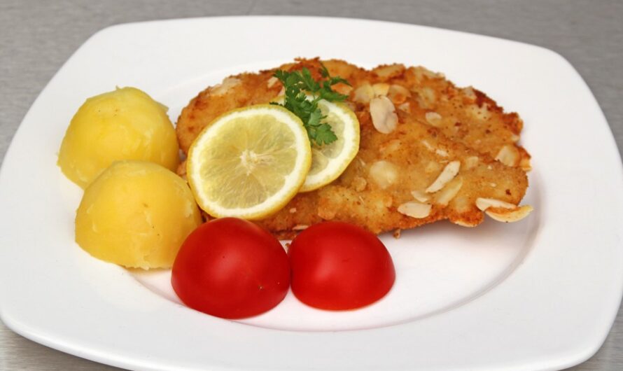 Breaded schnitzel with almond coating