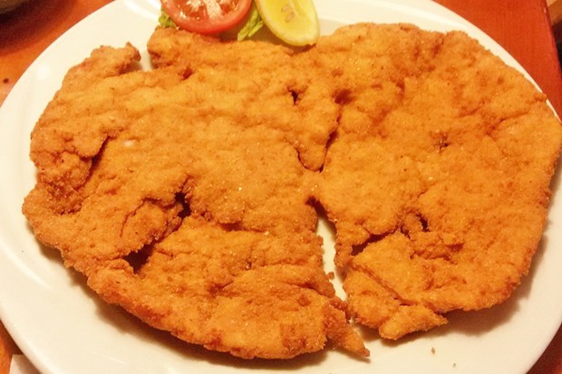 Breaded schnitzel in cheese